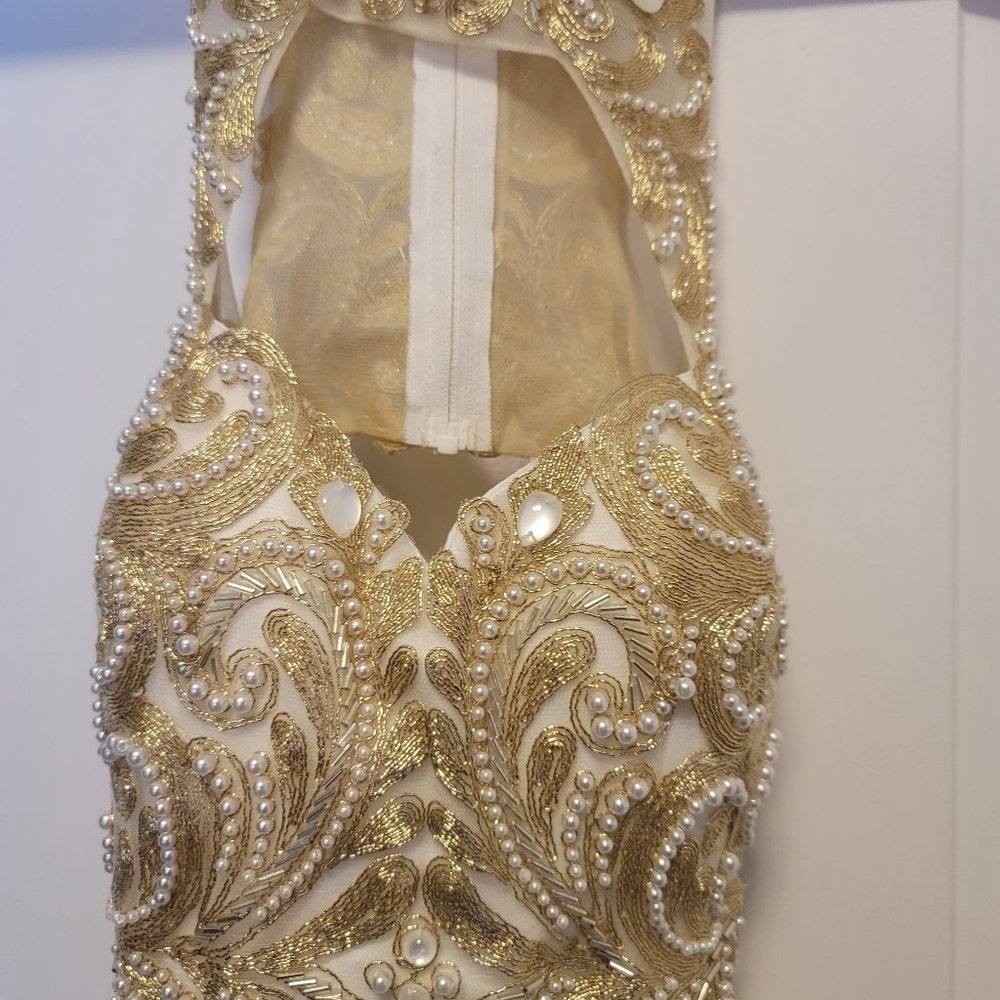 Madison James Ivory and Gold dress with Train - Picture 7 of 9